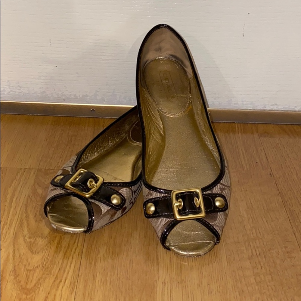 Coach Peep Toe Flats